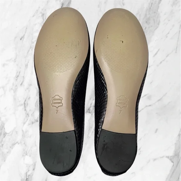 Steve Madden Kobbe Black Snakeskin Pattern & Rhinestone Ballet Flats ~ Size 7 - Picture 7 of 8